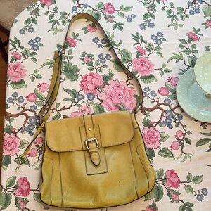 Chartreuse Fossil Leather Shoulder Bag